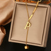 Wholesale Women's Stainless Steel Tassel Clavicle Chain With 26 Letter Design And Electroplating Treatment