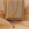 Wholesale Women's Stainless Steel Tassel Clavicle Chain With 26 Letter Design And Electroplating Treatment
