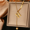 Wholesale Women's Stainless Steel Tassel Clavicle Chain With 26 Letter Design And Electroplating Treatment