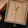 Wholesale Women's Stainless Steel Tassel Clavicle Chain With 26 Letter Design And Electroplating Treatment