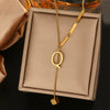 Wholesale Women's Stainless Steel Tassel Clavicle Chain With 26 Letter Design And Electroplating Treatment