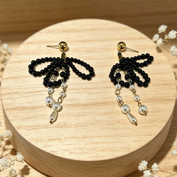Wholesale Women's Stainless Steel Tassel Spherical Round Beads Elegant Minimalist Temperament Earrings