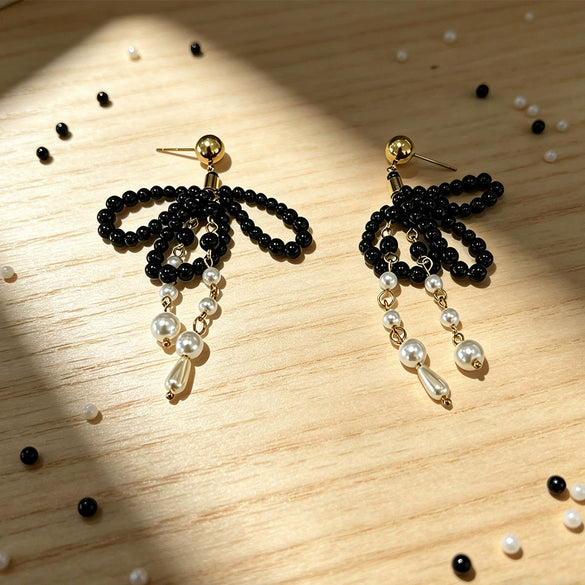 Wholesale Women's Stainless Steel Tassel Spherical Round Beads Elegant Minimalist Temperament Earrings
