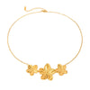 Wholesale Women's Stainless Steel Three Flowers Ochain Necklace With 18K Gold Electroplating