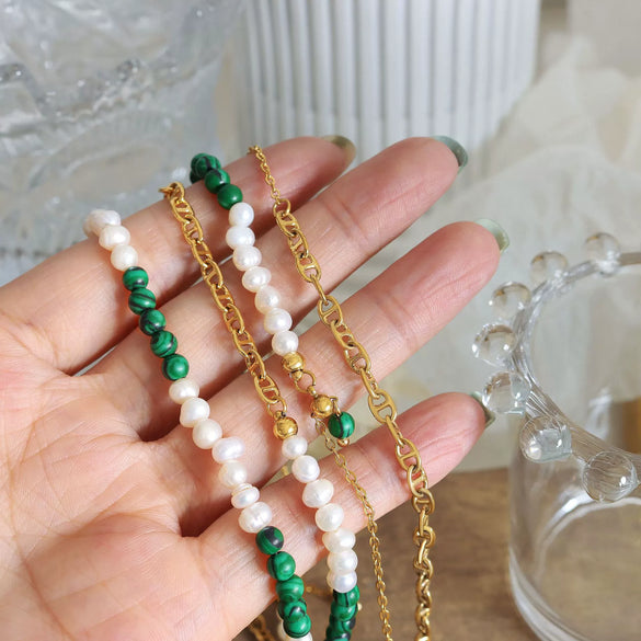 Wholesale Women's Stainless Steel Turquoise Freshwater Pearl Tassel Jewelry With Electroplating
