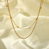 Wholesale Women's Stainless Steel Twist Chain Double Layer Hip Hop Necklace With Geometric Design And Electroplating