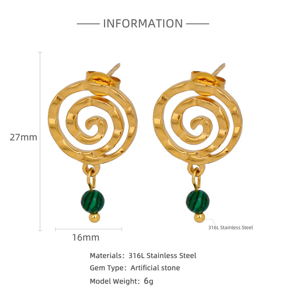Wholesale Women's Stainless Steel Twisted Hollow Doublering Earrings With Flower And Geometric Patterns And Electroplating Treatment
