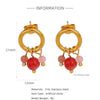 Wholesale Women's Stainless Steel Twisted Hollow Doublering Earrings With Flower And Geometric Patterns And Electroplating Treatment