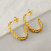 Wholesale Women's Stainless Steel U Shaped Geometric Earrings Electroplated With Gold