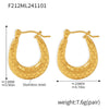 Wholesale Women's 316L Stainless Steel Ushape Geometric Earrings Electroplated With 18K Real Gold Color