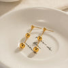 Wholesale Women's Stainless Steel Ushaped Bead Pendant Earrings With Electroplating
