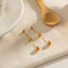 Wholesale Women's Stainless Steel Ushaped Bead Pendant Earrings With Electroplating