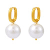 Wholesale Women's 316L Stainless Steel Ushaped Geometric Sweet Style Electroplated Pearl Ear Drop Earrings