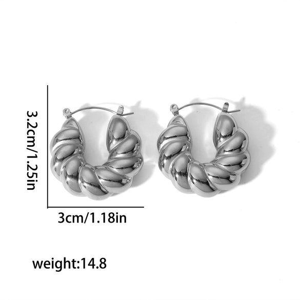 Wholesale Women's Stainless Steel Ushaped Twisted French Retro Electroplated Earrings