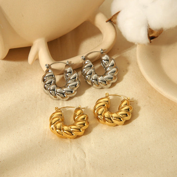 Wholesale Women's Stainless Steel Ushaped Twisted French Retro Electroplated Earrings