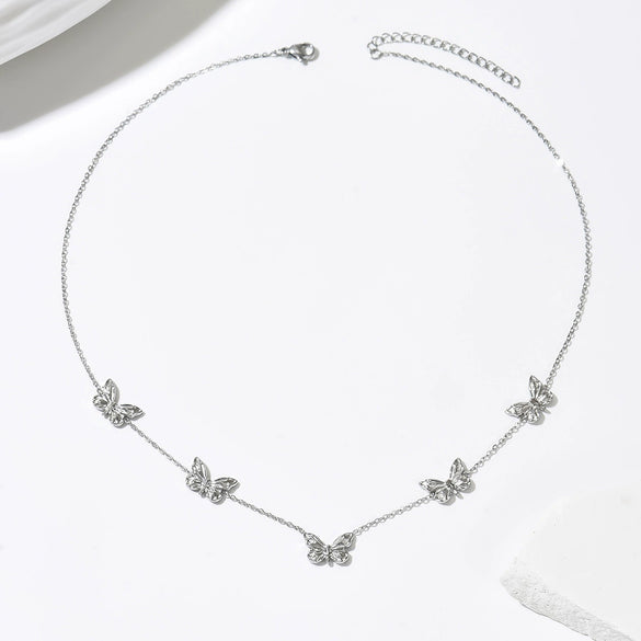Wholesale Women's Stainless Steel Vacuum Plated Butterfly Pendant Necklace Choker