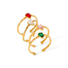 Wholesale Women's Stainless Steel Vintage Open Ring With Water Drop Hammer Pattern And 18K Gold Plated Electroplating Treatment