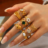 Wholesale Women's Stainless Steel Watch Strap Rings With Cable Knit Flowers Chain Geometric Shape Electroplated Design