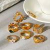 Wholesale Women's Stainless Steel Watch Strap Rings With Cable Knit Flowers Chain Geometric Shape Electroplated Design