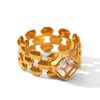 Wholesale Women's Stainless Steel Watch Strap Rings With Cable Knit Flowers Chain Geometric Shape Electroplated Design