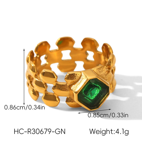 Wholesale Women's Stainless Steel Watch Strap Rings With Cable Knit Flowers Chain Geometric Shape Electroplated Design