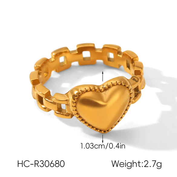 Wholesale Women's Stainless Steel Watch Strap Rings With Cable Knit Flowers Chain Geometric Shape Electroplated Design