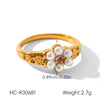 Wholesale Women's Stainless Steel Watch Strap Rings With Cable Knit Flowers Chain Geometric Shape Electroplated Design