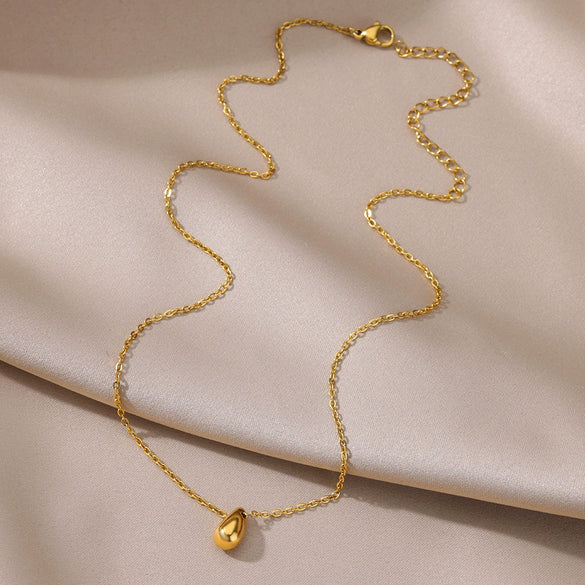 Wholesale Women's Stainless Steel Water Drop Clavicle Chain Necklace With Electroplating Retro Fashion And Elegant Style