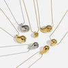 Wholesale Women's Stainless Steel Water Drop Pendant Necklace With Snake Bone Chain And Vacuum Real Gold Plating
