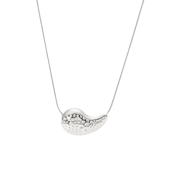 Wholesale Women's Stainless Steel Water Drop Pendant Necklace With Snake Bone Chain And Vacuum Real Gold Plating