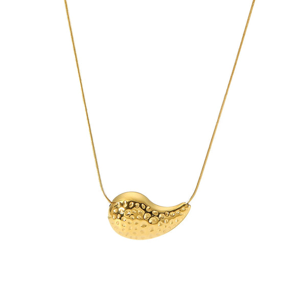 Wholesale Women's Stainless Steel Water Drop Pendant Necklace With Snake Bone Chain And Vacuum Real Gold Plating