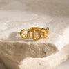 Wholesale Women's Stainless Steel Wave Geometric Electroplated Opening Fashion Ring