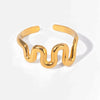 Wholesale Women's Stainless Steel Wave Geometric Electroplated Opening Fashion Ring