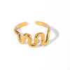 Wholesale Women's Stainless Steel Wave Geometric Electroplated Opening Fashion Ring