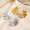 Wholesale Women's Stainless Steel Wave Shaped Electroplated Hip Hop Earrings