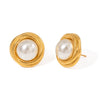 Wholesale Women's Stainless Steel White Pearl Electroplated Geometric Winding Thread Earrings With Original Design