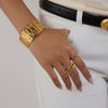 Wholesale Women's Stainless Steel Wide Face Geometric Bracelet With Electroplating