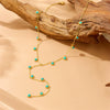 Wholesale Women's Stainless Steel Yshaped Tassel Necklace With Round Turquoise Electroplating Design