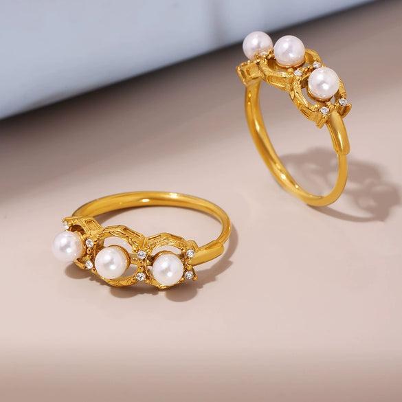 Wholesale Women's Stainless Steel Zircon Beads Side Opening Adjustable Ring Light Luxury Geometric Electroplated