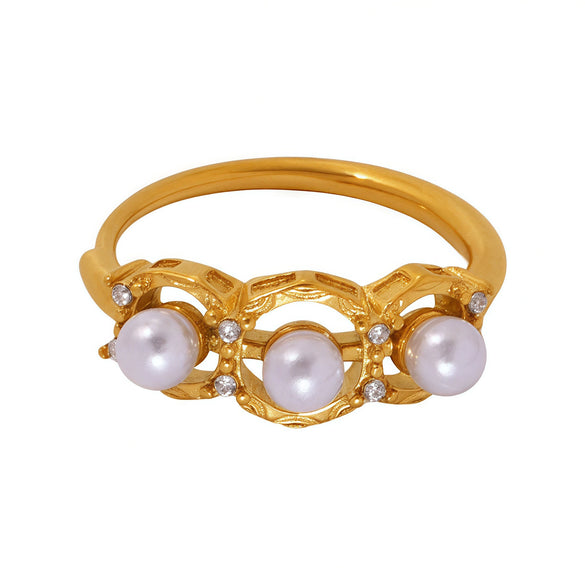 Wholesale Women's Stainless Steel Zircon Beads Side Opening Adjustable Ring Light Luxury Geometric Electroplated