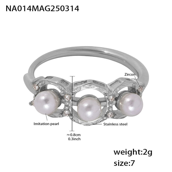 Wholesale Women's Stainless Steel Zircon Beads Side Opening Adjustable Ring Light Luxury Geometric Electroplated