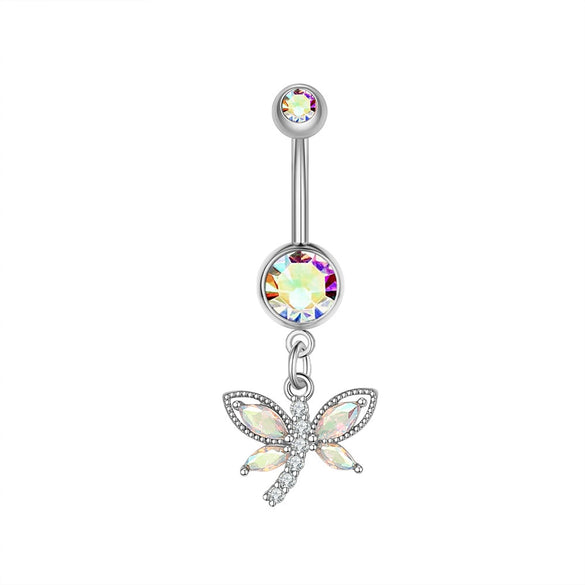 Wholesale Women's Stainless Steel Zircon Belly Button Ring With Electroplating