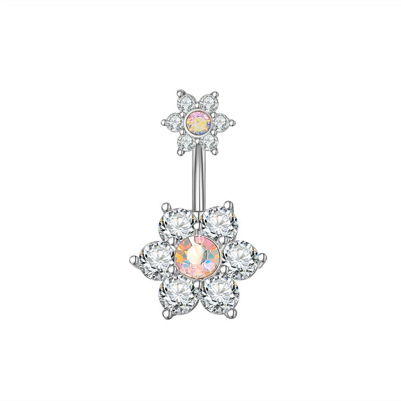 Wholesale Women's Stainless Steel Zircon Belly Button Ring With Electroplating