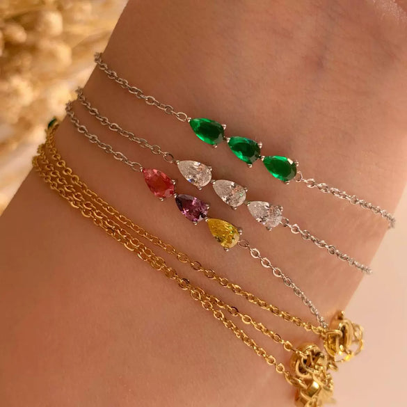 Wholesale Women's Stainless Steel Zircon Bracelet With Geometric Design And Electroplating Niche Exquisite Simple Fashion Jewelry
