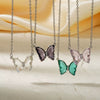 Wholesale Women's Stainless Steel Zircon Butterfly Sweet Style Necklace With Ochain Set With Glass