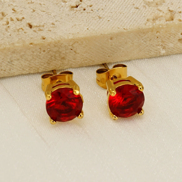 Wholesale Women's 316L Stainless Steel Zircon Earrings Simple Geometric Style Electroplated