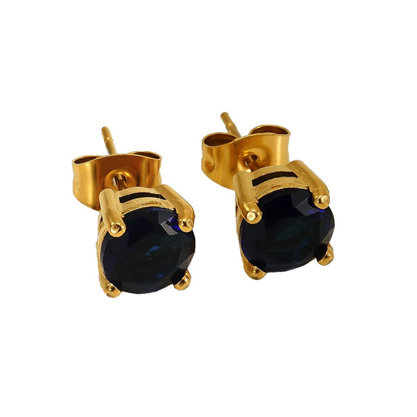 Wholesale Women's 316L Stainless Steel Zircon Earrings Simple Geometric Style Electroplated
