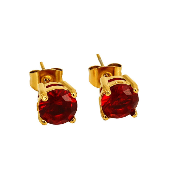 Wholesale Women's 316L Stainless Steel Zircon Earrings Simple Geometric Style Electroplated
