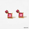 Wholesale Women's Stainless Steel Zircon Earrings Square Geometric Style With Electroplating
