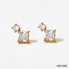 Wholesale Women's Stainless Steel Zircon Earrings Square Geometric Style With Electroplating